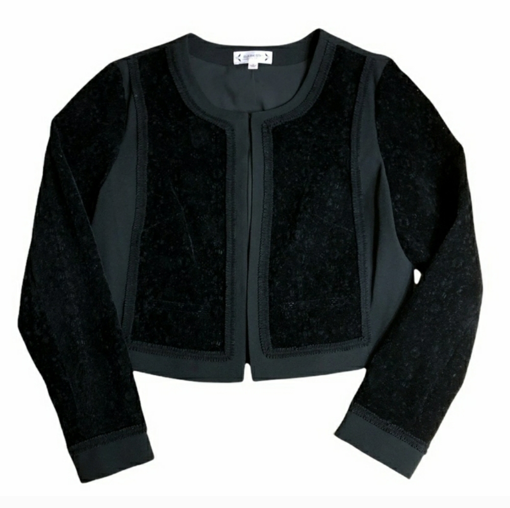 NANETTE LEPORE Cropped Velvet Eyelet Jacket Sz 12